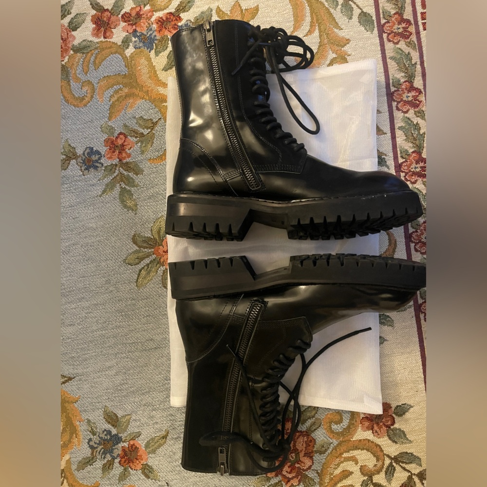 Ann Demeulemeester Black Lace-Up Combat Boots Size 6 - Picture 3 of 7